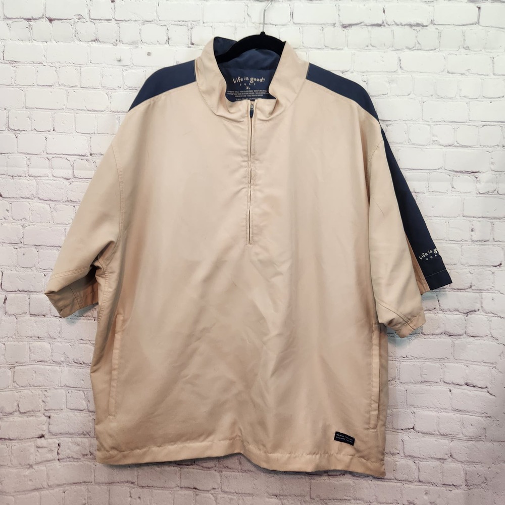 Life Is Good Beige and Navy Windbreaker